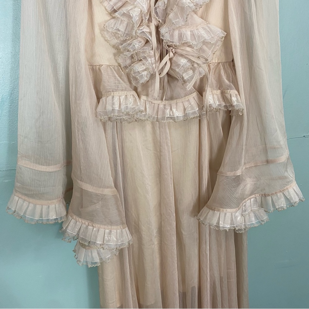 CeliaB Bliss Dress Ivory‎ Ethereal Flowy Ruffled Sheer Maxi Dress XXL - Picture 5 of 10